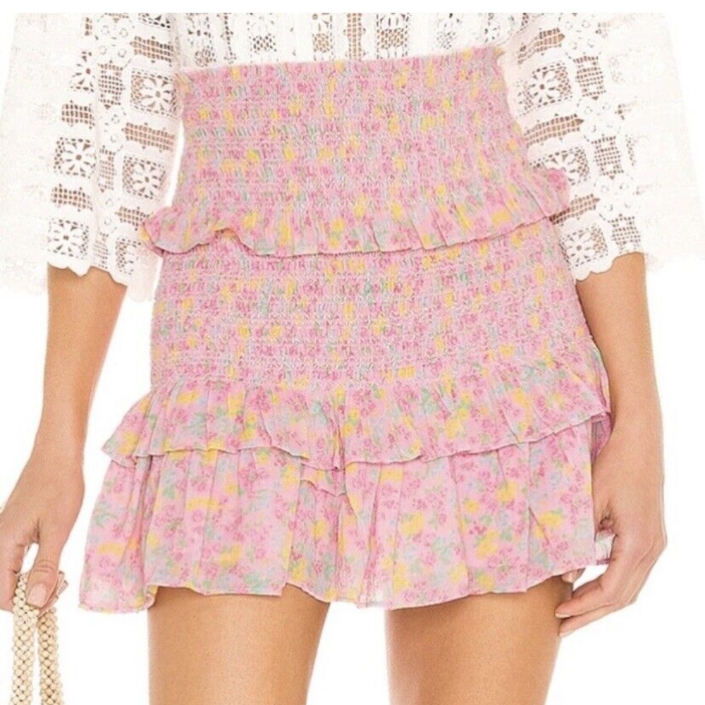 LoveShackFancy Sicily Ruffle Mini Skirt XS (see description)